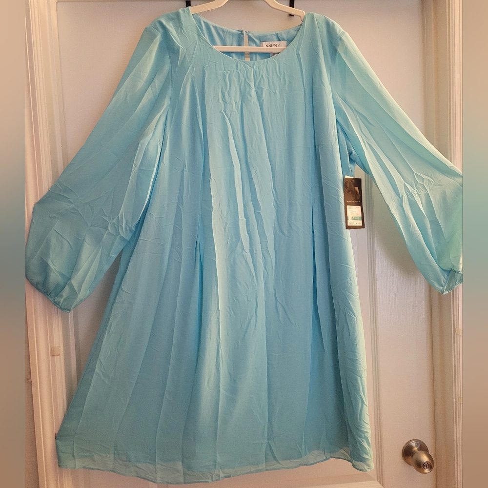 🏝Nine West Blue Long Sleeve Dress